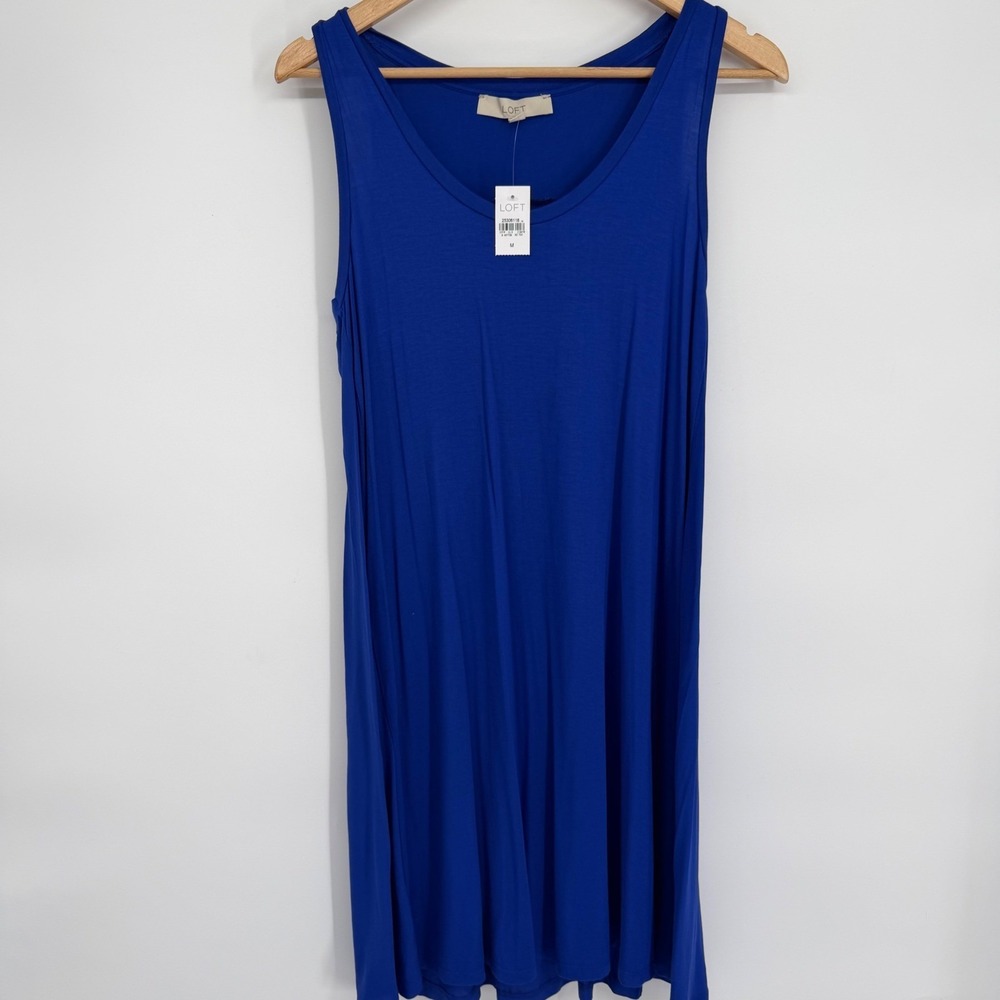 LOFT Shift Dress Royal Blue Sleeveless Scoop Neck  Women's Medium NWT 457736